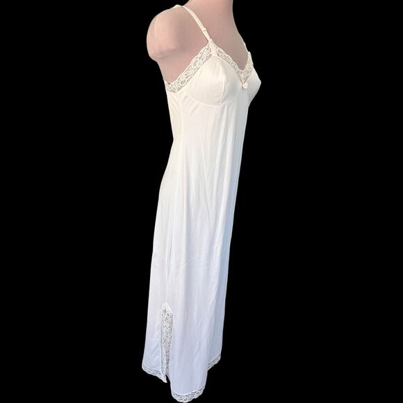 NWOT Vintage Shirey Chemise Sleepwear Midi Length Sleeveless Side Slit White 6 - Picture 2 of 10